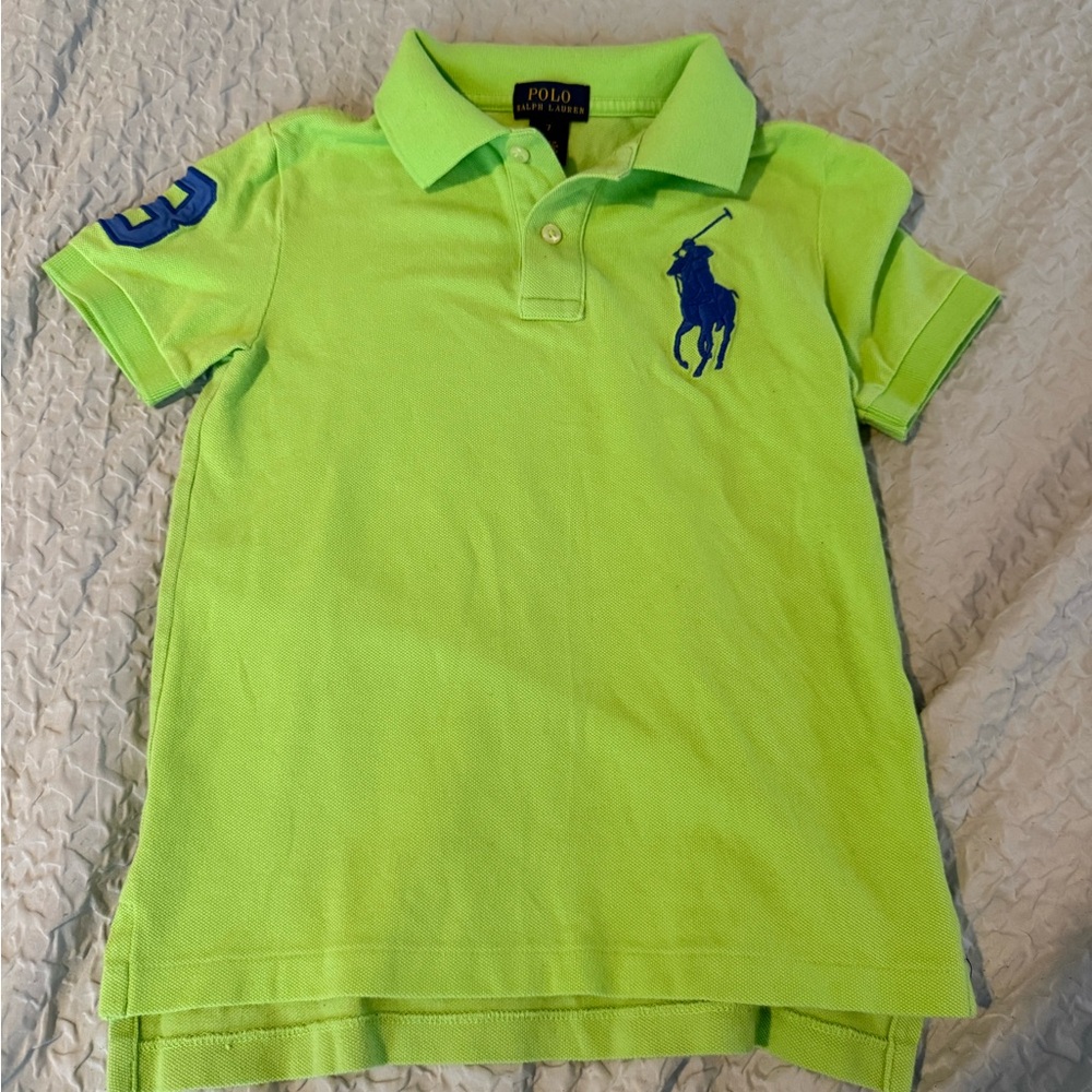 Polo by Ralph Lauren Kids Neon Green Polo Shirt with Blue Logo
